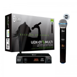 Microfone sem fio de basto DYLAN UHF UDX01 com 30 canais base com display