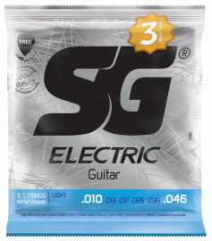Encordoamento Para Guitarra 010 SG Triple Pack com 3 jogos