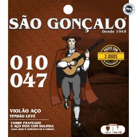 Encordoamento Para Violão Aço 010 São Gonçalo Triple Pack com 3 jogos
