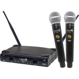 Microfone sem fio de bastão duplo Lyco UH-08MM com 52 frequências UHF