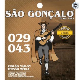 Encordoamento Para Violão Nylon 029 São Gonçalo Triple Pack com 3 jogos