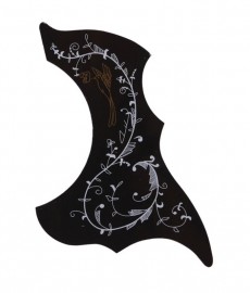 Escudo Pickguard Preto Figura Pssaro para Violo