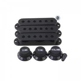 Kit Capa Captador Single Knob Volume de Plástico Preto para Guitarra Stratocaster