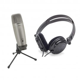 Kit Microfone Usb Samson C01U Pro Recording Pack Com Fone SR850