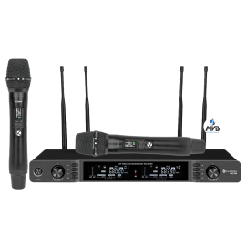Microfone sem fio UHF duplo, 2 bast�es, 200 canais, 4 Antenas True Diversity K622 Comm